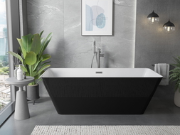Mexen Velo Slim voľne stojaca vaňa 170 x 75 cm, biela/čierna, prepad gun metal - 52811707575-95