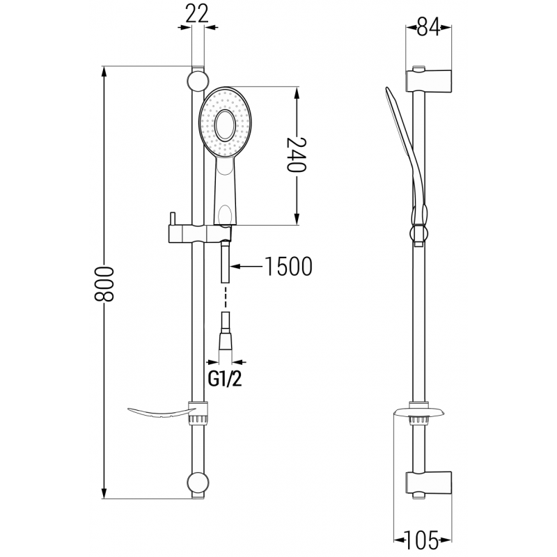 Mexen DF73 súprava posuvnej sprchy, čierna - 785734582-70
