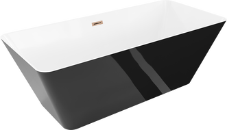 Mexen Velo Slim voľne stojaca vaňa 170 x 75 cm, biela/čierna, prepad ružové zlato - 52811707575-60