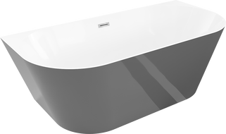 Mexen Oval Slim voľne stojaca nástenná vaňa 170 x 80 cm, biela/sivá, prepad chróm - 52661708062-01