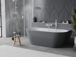 Mexen Oval Slim voľne stojaca pri stene vaňa 170 x 80 cm, biela/sivá, prepad biely - 52661708062-20