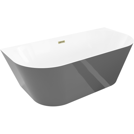 Mexen Oval Slim vaňa voľne stojaca pri stene 170 x 80 cm, biela/šedá, odtok zlatý - 52661708062-50