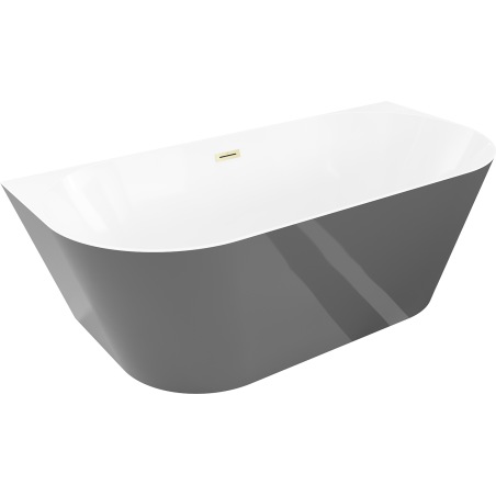 Mexen Oval Sim voľne stojaca stenová vaňa 170 x 80 cm, biela/sivá, prepad zlatý kartáčovaný - 52661708062-55