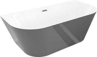 Mexen Oval Slim voľne stojaca vaňa k stene 170 x 80 cm, biela/sivá, prepad gun gray brúsený - 52661708062-66