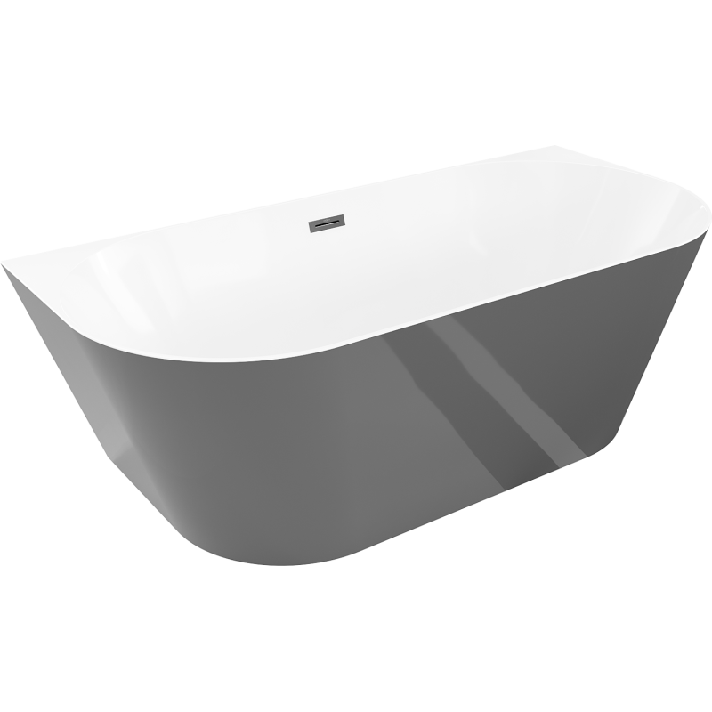 Mexen Oval Slim voľne stojaca pri stene vaňa 170 x 80 cm, biela/sivá, čierny prepad - 52661708062-70