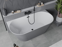 Mexen Oval Sim voľne stojaca pri stene vaňa 170 x 80 cm, biela/sivá, prepad čierny - 52661708062-70