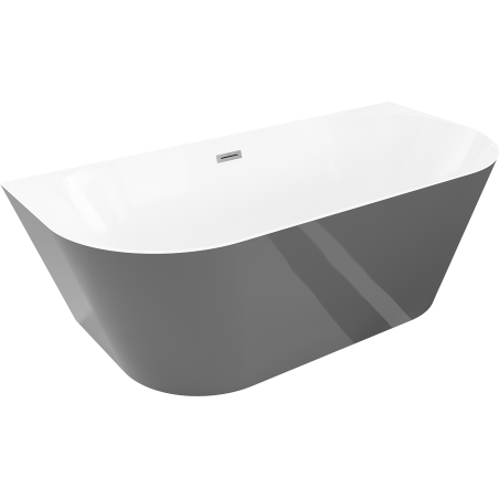 Mexen Oval Slim voľne stojaca vaňa pri stene 170 x 80 cm, biela/sivá, prepad gun metal - 52661708062-95