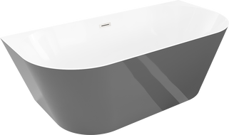 Mexen Oval Slim voľne stojaca pri stene vaňa 170 x 80 cm, biela/sivá, preliv kartáčovaný nikel - 52661708062-97