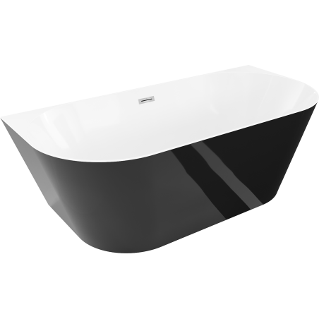 Mexen Oval Slim samostatne stojaca vaňa pri stene 170 x 80 cm, biela/čierna, prepad chrómu - 52661708075-01