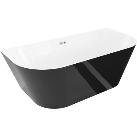 Mexen Oval Slim voľne stojaca pri stene 170 x 80 cm, biela/čierna, prepad chróm - 52661708075-01