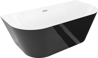 Mexen Oval Slim voľne stojaca vaňa pri stene 170 x 80 cm, biela/čierna, prepad chróm - 52661708075-01