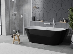 Mexen Oval Slim voľne stojaca vaňa pri stene 170 x 80 cm, biela/čierna, biely prepad - 52661708075-20