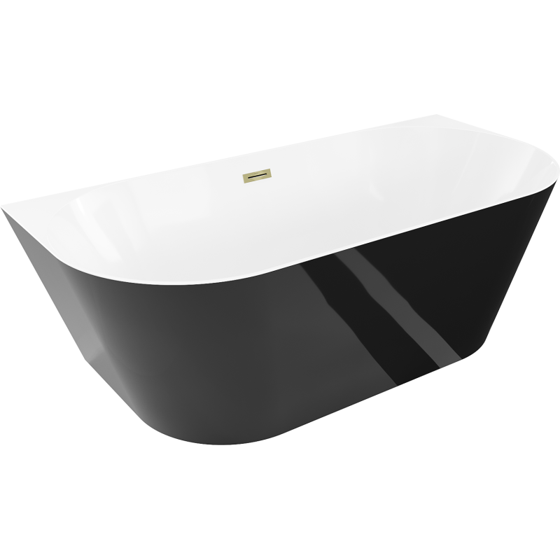 Mexen Oval Slim voľne stojaca pri stene 170 x 80 cm, biela/čierna, preliv zlatý - 52661708075-50