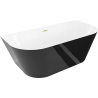 Mexen Oval Slim voľne stojaca vaňa pri stene 170 x 80 cm, biela/čierna, prepad zlatý kartáčovaný - 52661708075-55