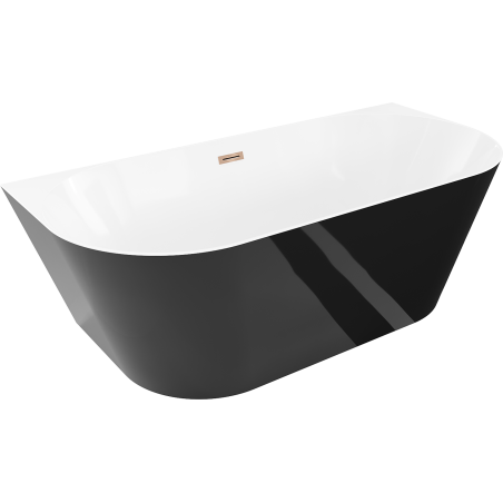 Mexen Oval Slim voľne stojaca pri stene vaňa 170 x 80 cm, biela/čierna, prepad ružové zlato - 52661708075-60