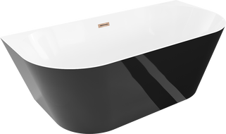 Mexen Oval Slim voľne stojaca kúpeľňa pozdĺž steny 170 x 80 cm, biela/čierna, prepad ružové zlato - 52661708075-60