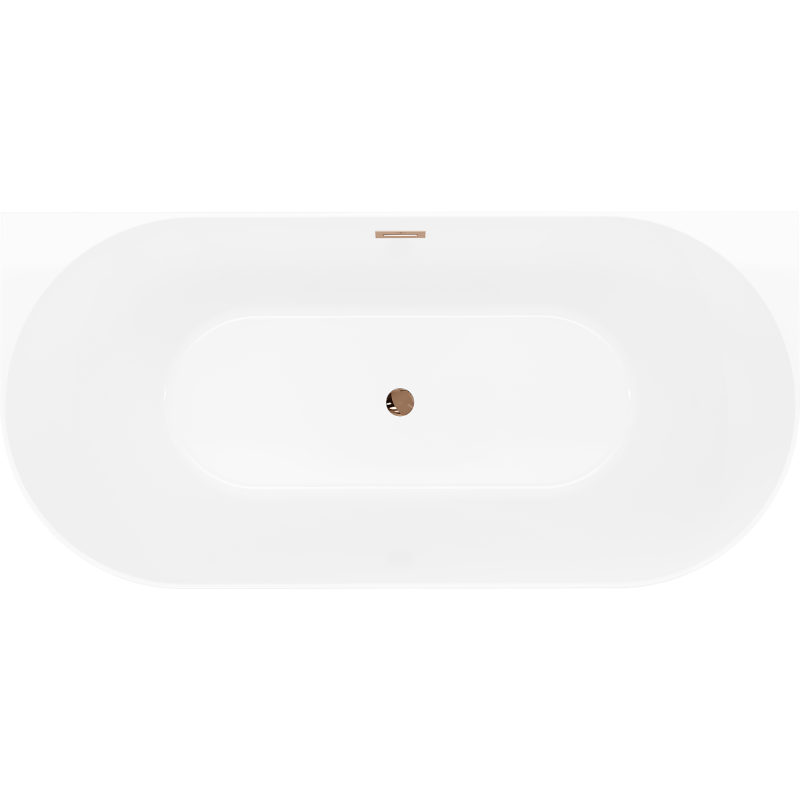 Mexen Oval Slim voľne stojaca pri stene vaňa 170 x 80 cm, biela/čierna, prepad ružové zlato - 52661708075-60