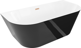 Mexen Oval Slim voľne stojaca vaňa pri stene 170 x 80 cm, biela/čierna, prepad medený kartáčovaný - 52661708075-65