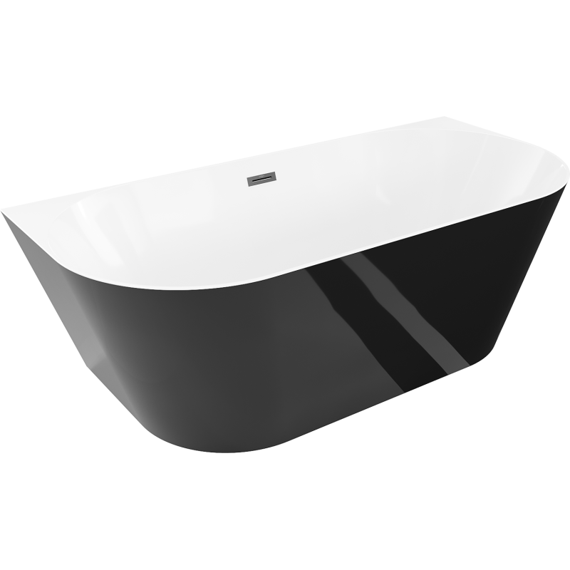 Mexen Oval Slim voľne stojaca vaňa k stene 170 x 80 cm, biela/čierna, čierny prepad - 526817-70 - MEX--52661708075-70