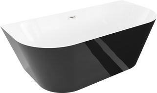 Mexen Oval Sim voľne stojaca nástenná vaňa 170 x 80 cm, biela/čierna, preliv brúsený nikel - 52661708075-97