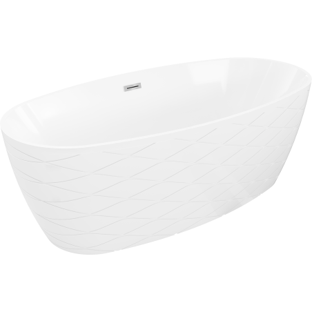 Mexen Olea samostatne stojaca vaňa vzor 170 x 80 cm, biela, prepad chróm - 52821708000-01