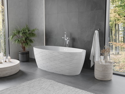 Mexen Olea samostatne stojaca vaňa vzor 170 x 80 cm, biela, prepad chróm - 52821708000-01
