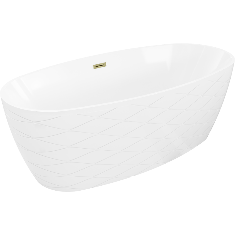 Mexen Olea voľne stojaca vaňa vzor 170 x 80 cm, biela, zlatý prepad - 52821708000-50