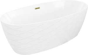 Mexen Olea voľne stojaca vaňa vzor 170 x 80 cm, biela, prepad zlatý - 52821708000-50