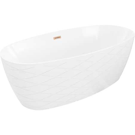 Mexen Olea voľne stojaca vaňa vzor 170 x 80 cm, biela, prepad kartáčovaná meď - 52821708000-65