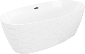 Mexen Olea voľne stojaca vaňa vzor 170 x 80 cm, biela, čierny prepad - 52821708000-70