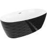 Mexen Olea voľne stojaca vaňa vzor 170 x 80 cm, biela/čierna, preliv chróm - 52821708075-01