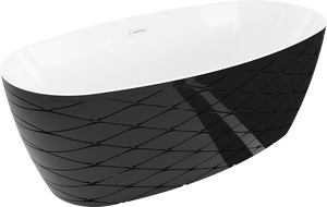 Mexen Olea voľne stojaca vaňa vzor 170 x 80 cm, biela/čierna, biely prepad - 52821708075-20