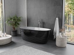 Mexen Olea voľne stojaca vaňa vzor 170 x 80 cm, biela/čierna, prepad gun metal - 52821708075-95