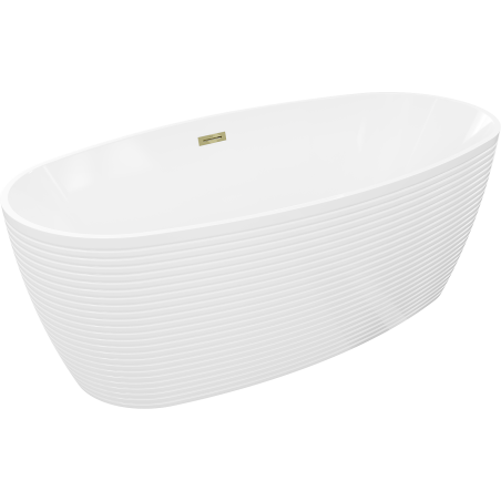 Mexen Lira voľne stojaca vaňa vzor 170 x 80 cm, biela, prepad zlatý - 52831708000-50