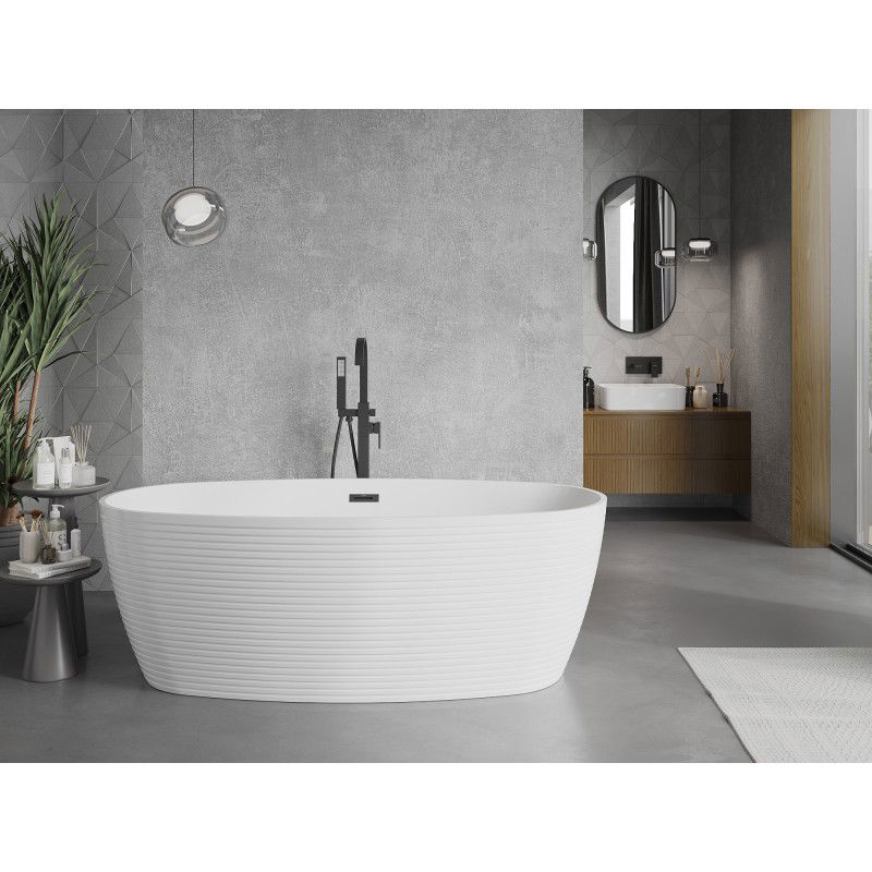 Mexen Lira voľne stojaca vaňa vzor 170 x 80 cm, biela, čierny prepad - 52831708000-70