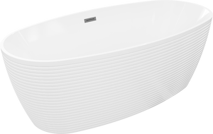 Mexen Lira samostatne stojaca vaňa vzor 170 x 80 cm, biela, prepad gun metal - 52831708000-95