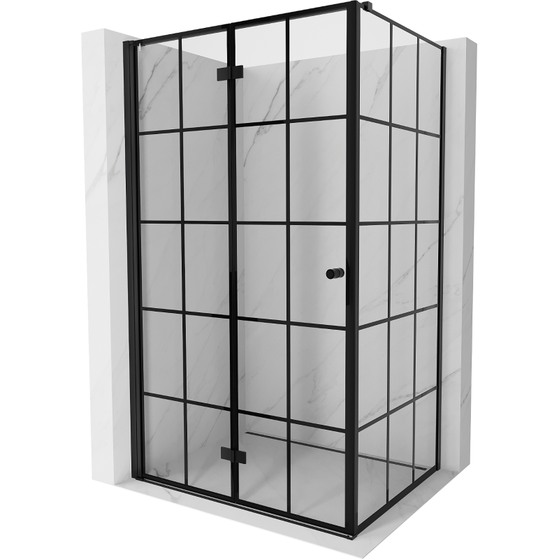 Mexen Mist-F T skladací sprchový kút ľavý 70 x 120 cm, čierna mriežka, čierna - 8A6T-070-120-70-77-L