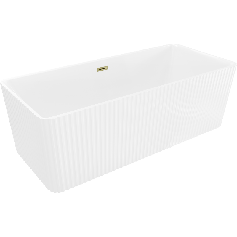 Mexen Nila voľne stojaca ryhovaná vaňa 170 x 75 cm, biela, zlatý prepad - 52841708000-50