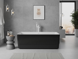 Mexen Nila voľne stojaca ryhovaná vaňa 170 x 75 cm, biela/čierna, biely prepad - 52841708075-20