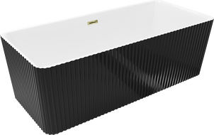 Mexen Nila voľne stojaca vaňa ryhovaná 170 x 75 cm, biela/čierna, prepad zlatý - 52841708075-50