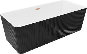 Mexen Nila voľne stojaca ryhovaná vaňa 170 x 75 cm, biela/čierna, prepad kartáčovaná meď - 52841708075-65