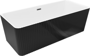 Mexen Nila voľne stojaca ryhovaná vaňa 170 x 75 cm, biela/čierna, preliv gun gray brúsený - 52841708075-66