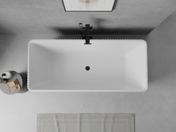 Mexen Nila voľne stojaca ryhovaná vaňa 170 x 75 cm, biela/čierna, čierny prepad - 52841708075-70