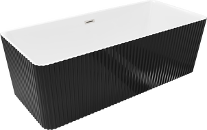 Mexen Nila voľne stojaca rebrovaná vaňa 170 x 75 cm, biela/čierna, prepad brúsený nikel - 52841708075-97