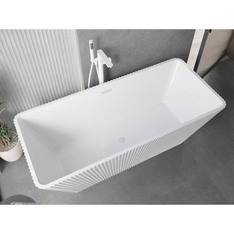 Mexen Tava voľne stojaca ryhovaná vaňa 170 x 75 cm, biela, biely prepad - 52851707500-20