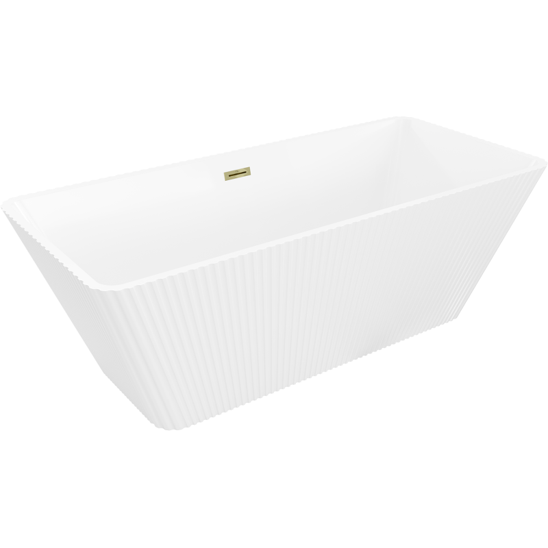 Mexen Tava voľne stojaca ryhovaná vaňa 170 x 75 cm, biela, prepad zlatý - 52851707500-50