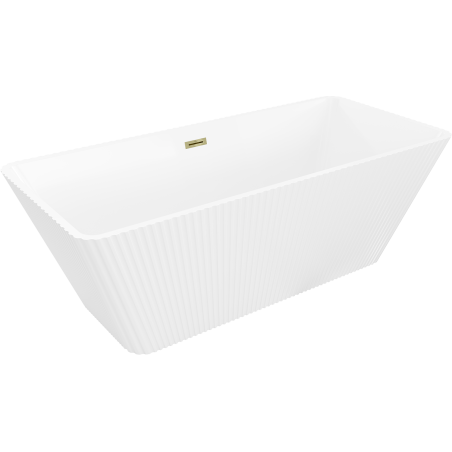 Mexen Tava voľne stojaca ryhovaná vaňa 170 x 75 cm, biela, prepad zlatý - 52851707500-50