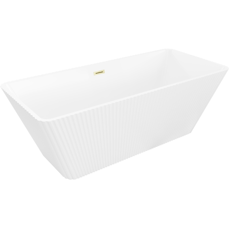 Mexen Tava voľne stojaca ryhovaná vaňa 170 x 75 cm, biela, zlatý kartáčovaný prepad - 52851707500-55