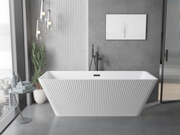 Mexen Tava voľne stojaca ryhovaná vaňa 170 x 75 cm, biela, čierny prepad - 52851707500-70