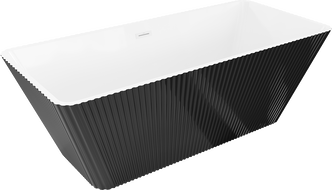 Mexen Tava voľne stojaca ryhovaná vaňa 170 x 75 cm, biela/čierna, prepad biely - 52851707575-20